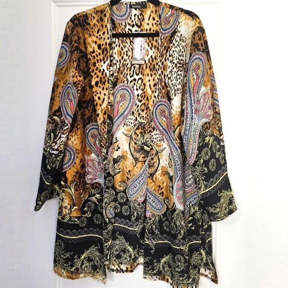 New Boohoo Beautiful Animal Print & Paisley Kimono sz medium - Picture 4 of 7